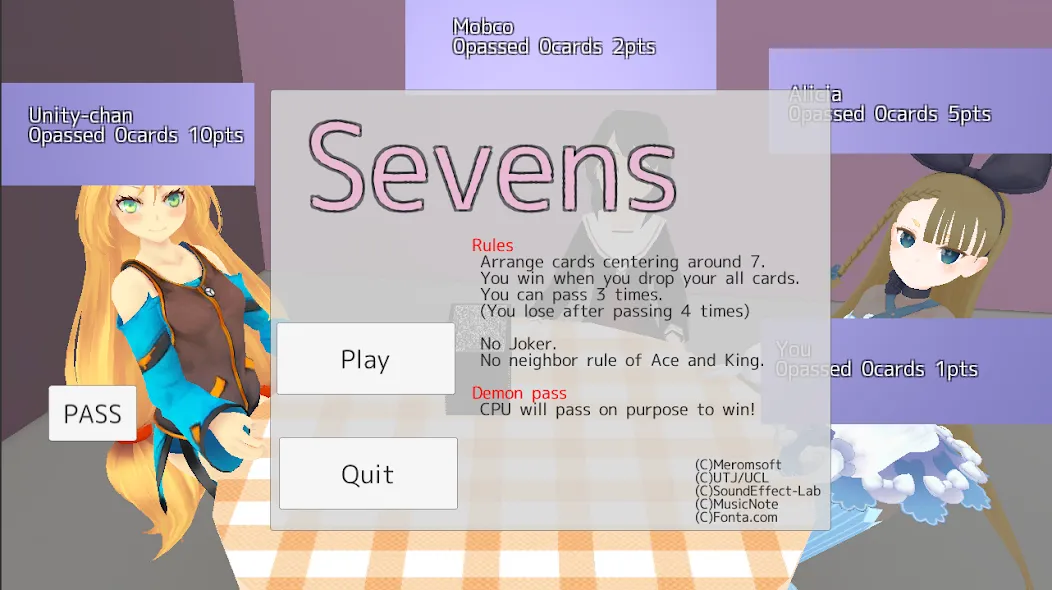 Sevens card game (Севенс карточная игра)  [МОД Много денег] Screenshot 1