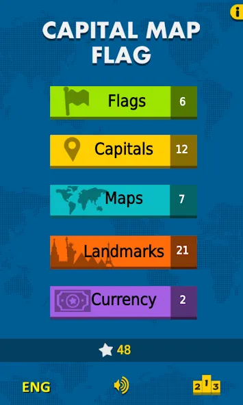 Capital Map Flag - geo quiz  [МОД Много монет] Screenshot 1