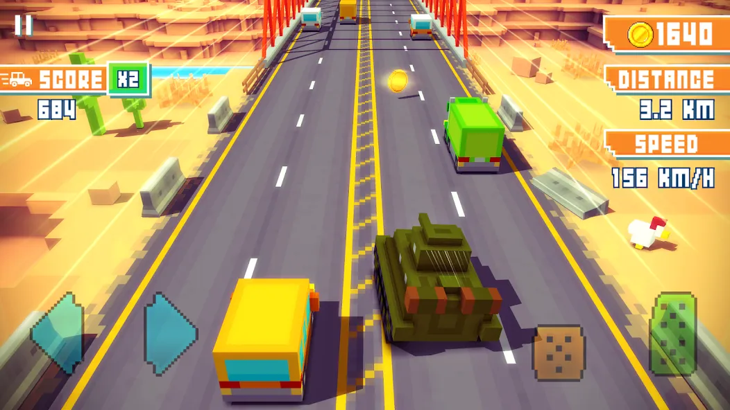 Blocky Highway: Traffic Racing (Блоки Хайвей)  [МОД Бесконечные монеты] Screenshot 1