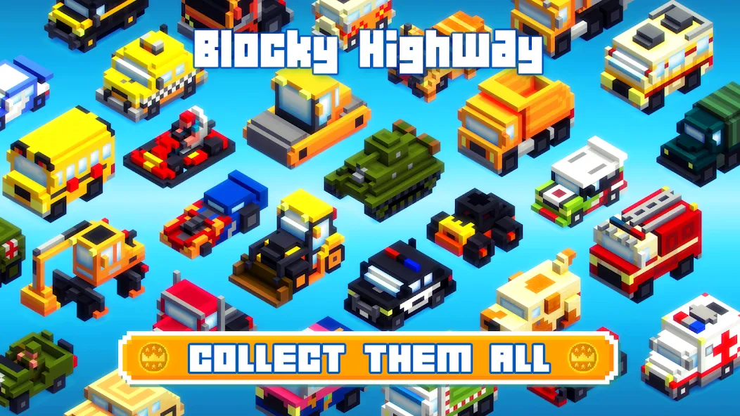 Blocky Highway: Traffic Racing (Блоки Хайвей)  [МОД Бесконечные монеты] Screenshot 3