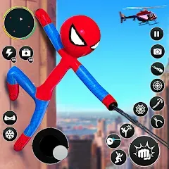 Скачать взлом Flying Stickman Rope Hero Game  [МОД Unlocked] - полная версия apk на Андроид