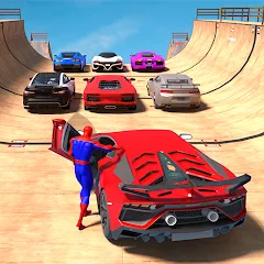 Взлом Superhero Car: Mega Ramp Games (Рамп Кар Гейм)  [МОД Бесконечные монеты] - полная версия apk на Андроид