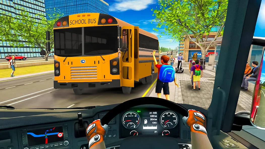 School Bus Transport Simulator (Школьный Автобусный Транспортный Симулятор)  [МОД Много монет] Screenshot 2