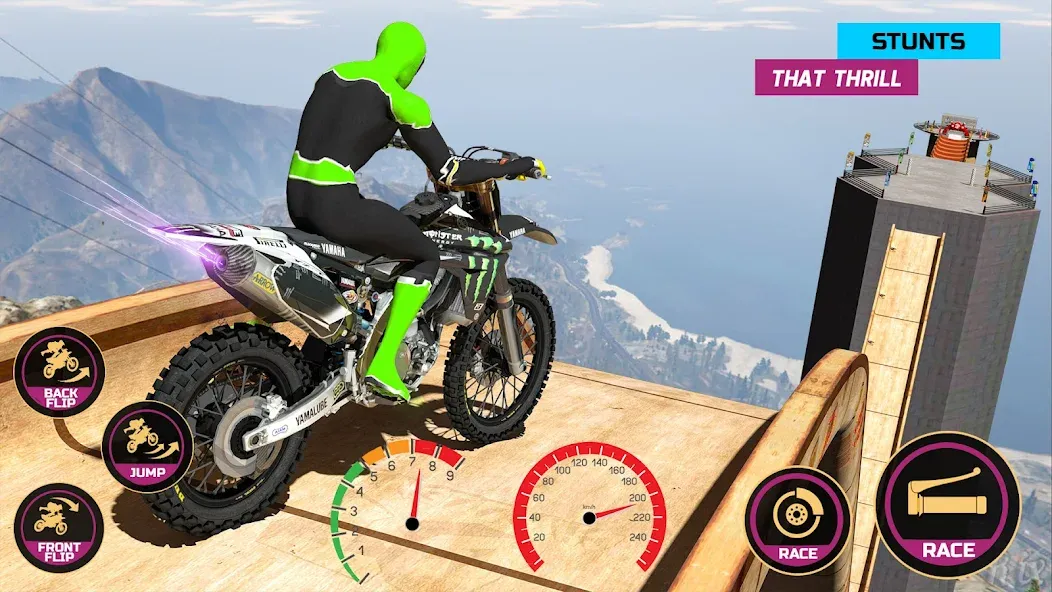 Racing Bike Stunt Games Master (Гонки на мотоциклах Мастер игр в трюки)  [МОД Много денег] Screenshot 2