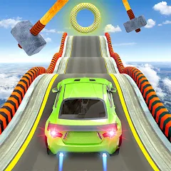 Скачать взломанную Mega Ramp Car Stunts Race Game  [МОД Unlocked] - стабильная версия apk на Андроид