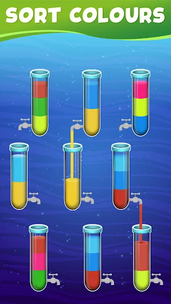 Water Sort Color Sorting games (Вотер Сорт Колор Сортинг гейм)  [МОД Бесконечные деньги] Screenshot 2