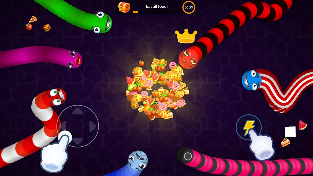 Snake vs Worms: Fun .io Zone  [МОД Все открыто] Screenshot 4