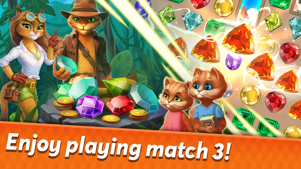 Indy Cat 2: Match 3 game  [МОД Бесконечные монеты] Screenshot 1
