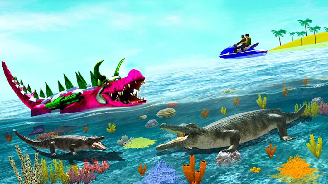 Robot Game Transform Crocodile  [МОД Бесконечные монеты] Screenshot 2