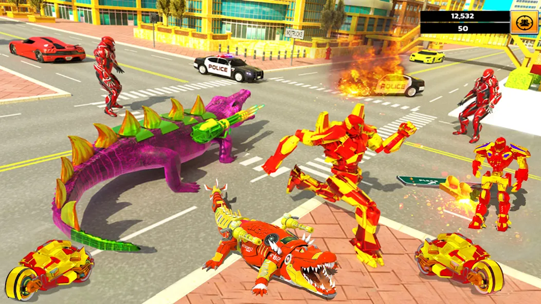 Robot Game Transform Crocodile  [МОД Бесконечные монеты] Screenshot 5