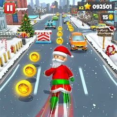 Скачать взлом Xmas Santa Surfer Running Game (Ксмас Санта Серфер Раннинг Гейм)  [МОД Все открыто] - последняя версия apk на Андроид