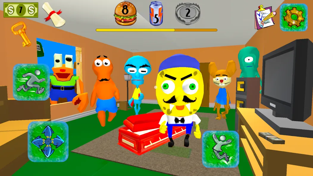 Sponge Neighbor Escape 3D (Спонж Сосед Побег 3D)  [МОД Unlocked] Screenshot 4