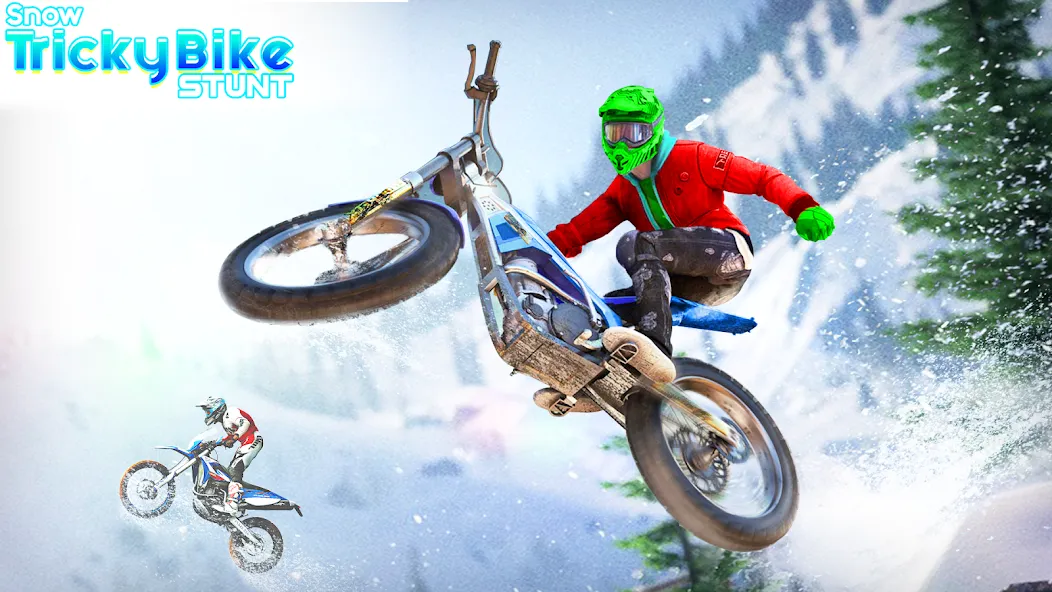 Snow Tricky Bike Stunt Race 3D  [МОД Много монет] Screenshot 1