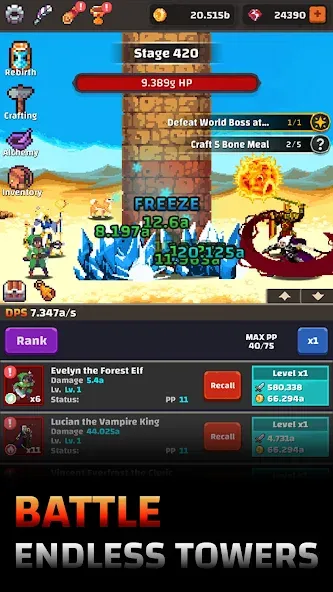 Tower Quest: Pixel Idle RPG (тауэр квест)  [МОД Бесконечные монеты] Screenshot 1