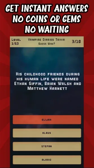 Vampire Diaries Quiz Trivia (Вампирские дневники викторина виктрия)  [МОД Unlimited Money] Screenshot 3