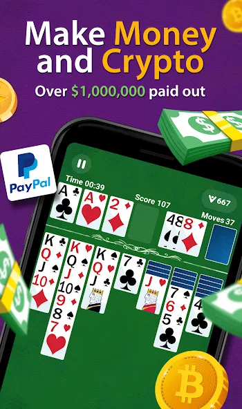 Solitaire - Make Money  [МОД Много денег] Screenshot 1