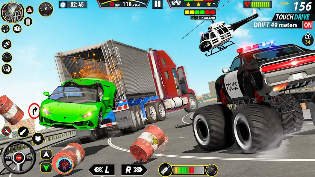 Police Monster Truck Car Games  [МОД Много денег] Screenshot 2