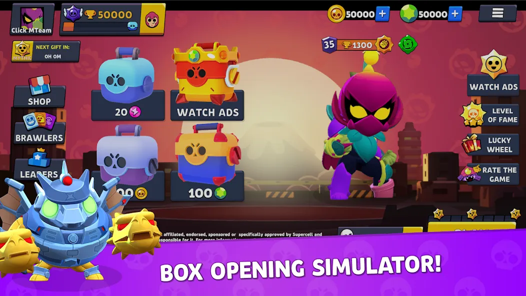 Brawl Box Stars Simulator  [МОД Бесконечные монеты] Screenshot 1