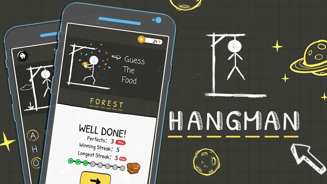 Hangman Words:Two Player Games  [МОД Все открыто] Screenshot 1