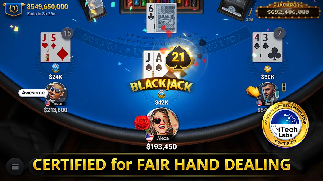 Blackjack Championship (Блэкджек Чемпионат)  [МОД Все открыто] Screenshot 1