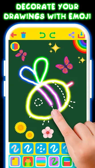 Drawing For Kids - Glow Draw  [МОД Много монет] Screenshot 5