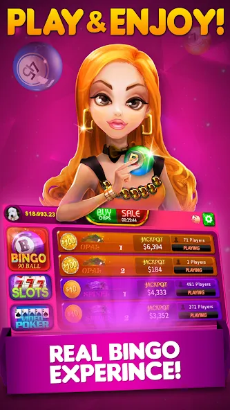 Bingo 90 Live : Vegas Slots (Бинго 90 Лайв)  [МОД Все открыто] Screenshot 1