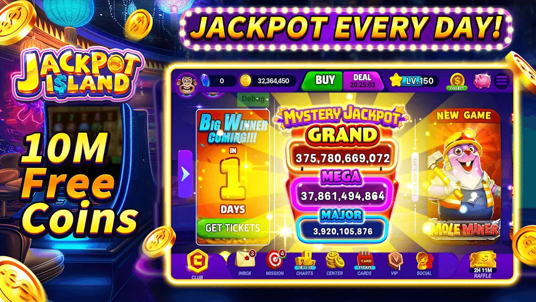 Jackpot Island - Slots Machine (Джекпот Айленд)  [МОД Бесконечные монеты] Screenshot 1