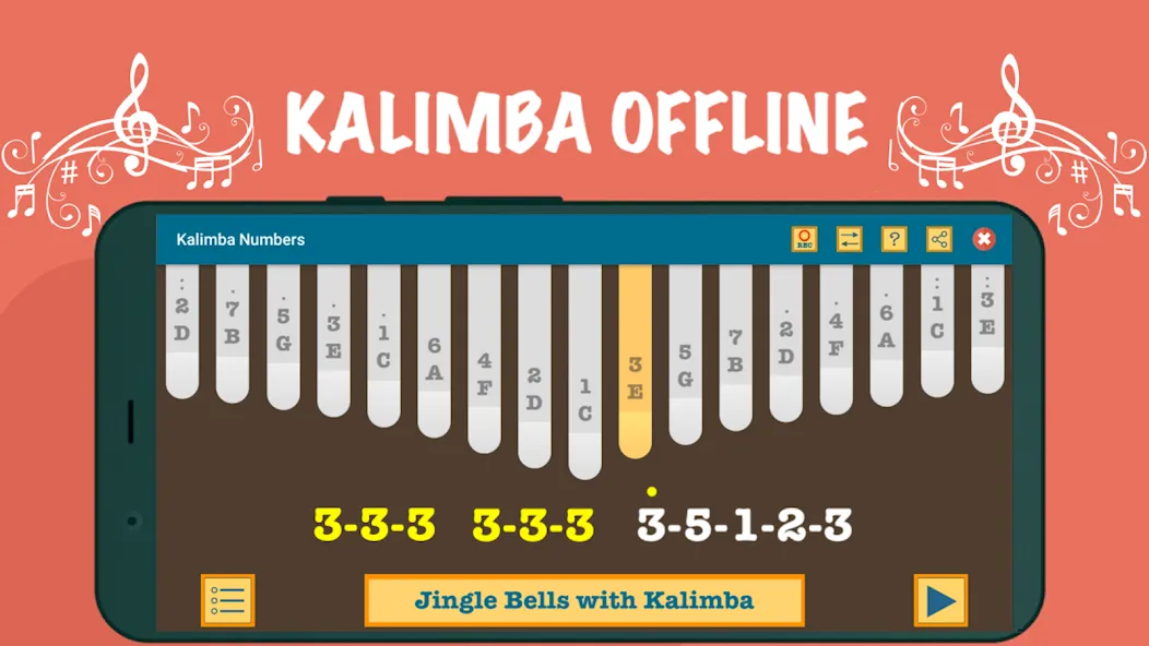 Kalimba App With Songs Numbers (Калимба приложение с песнями и цифрами)  [МОД Меню] Screenshot 2