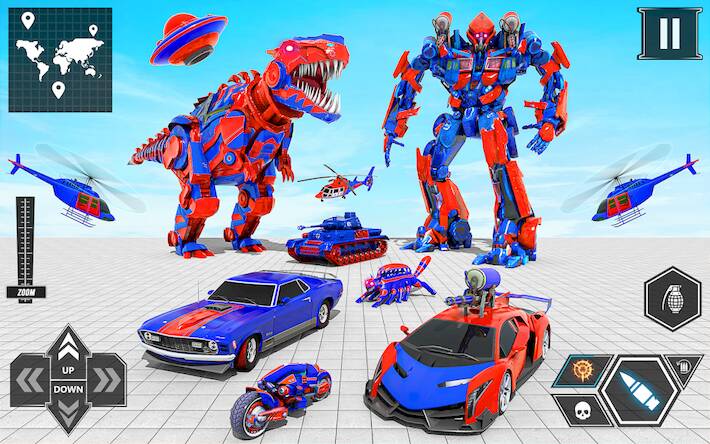  Dino Robot Games Transform Car -     